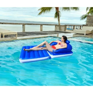 Flotador inflable azul para piscina, sillón convertible de 74 ", plástico