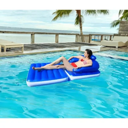 Flotador inflable azul para piscina, sillón convertible de 74 ", plástico