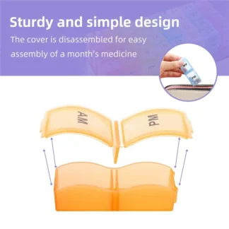 Organizador de pastillas mensual B51C, 2 veces al día, pastillero de 31 días, compartimentos pequeños para contener vitaminas y organizador de medicamentos de viaje