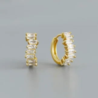 WANTME-pendientes de aro Huggies de circonita cuadrada para mujer, de Plata de Ley 925, fila de lujo, joyería de boda con temperamento europeo