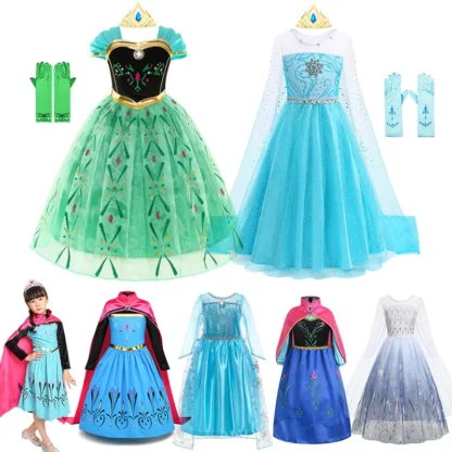 Vestidos de princesa Elsa Anna, vestido de malla con lentejuelas para niñas, disfraces de Reina de la nieve para niños, vestidos de fiesta de cumpleaños y Carnaval de Halloween