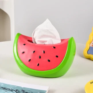 Modelo de juguete, caja de pañuelos de sandía, fruta decorativa, caja de almacenamiento de papel de sandía, decoración de adorno de sandía de dibujos animados de verano