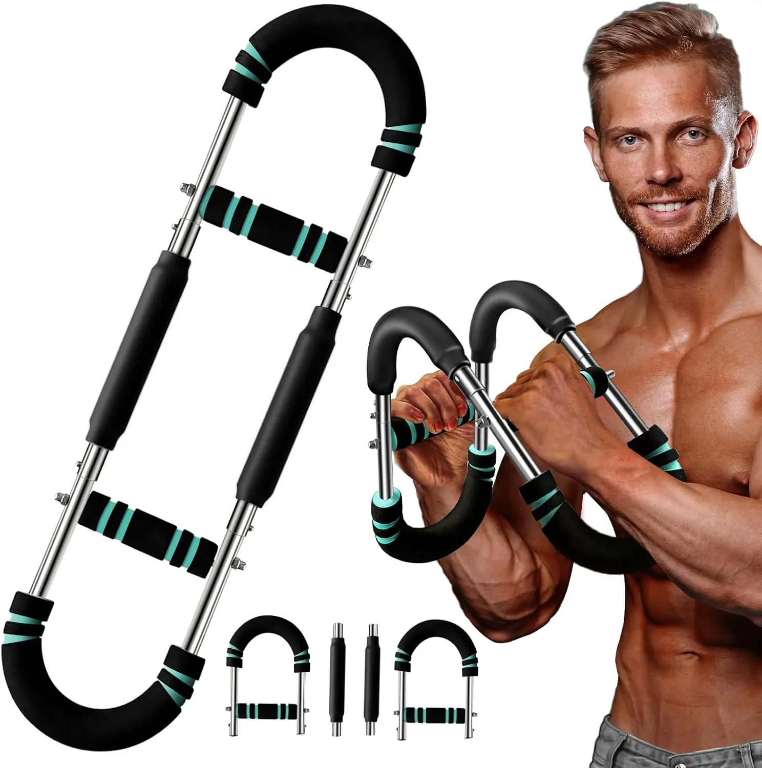 Equipo, Entrenador de brazos Twister con resistencia ajustable de 60-110 lb, Entrenador de pecho portátil para hombres, Entrenamiento de fuerza Fitness y