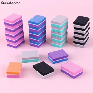 50 Uds Mini lima de uñas tampón 100 /180 grano esponja colorida pulidor de doble cara removedor de cutículas limas de tablero de esmeril herramienta de manicura