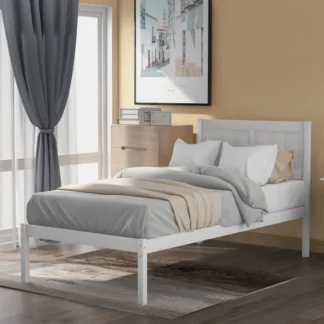 Cama con plataforma de madera Cama con plataforma de tamaño doble con tablero