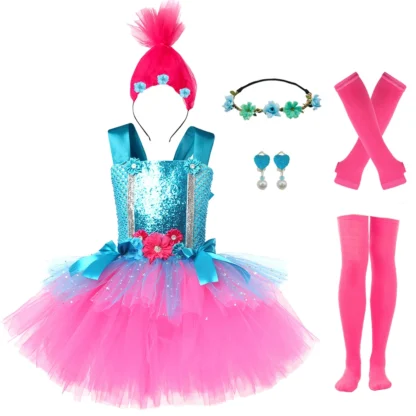 Vestido de niña para Halloween, vestido de princesa elfo bruja de dibujos animados, disfraz de amapola, disfraz de Cosplay para niños, vestido TT puesta en escena, disfraz para niños