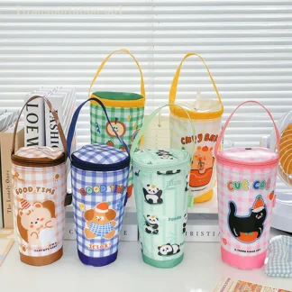 Bolsa de mano portátil para té de la leche, bolsa de preservación del calor, bolso ecológico, cubierta de taza aislada, accesorios para vasos
