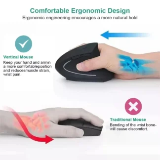 Ratón Vertical ergonómico 2,4 GHz ratón óptico inalámbrico 3 DPI ajustable 800/1200/1600 6 botones para ordenador portátil PC de escritorio