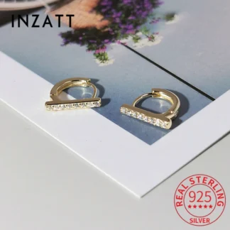 INZATT aro-pendientes de plata de primera ley y circón para mujer, aretes pequeños, plata esterlina 925, Circonia cúbica, zirconia, circonita, zirconita, zirconita, 14 quilates, estilo minimalista