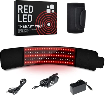 Cinturón de terapia de luz roja LED, envoltura de terapia de luz infrarroja cercana, 660 nm 850 nm, 5 modos de sincronización para compresa caliente, masajeador de cintura