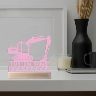 Estatua de Metal con nombre personalizado de tractor moderno, adorno de Metal con Base de madera, escultura artística de Metal con Base de madera, 1 ud.