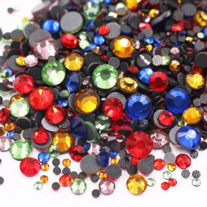 1500 UDS-3000 Uds. Diamantes de imitación redondos con parte posterior plana, piedras adhesivas de cristales, diamantes de imitación para planchar, decoración de prendas, cuentas de vidrio