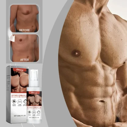 Spray reafirmante para el pecho para hombres: reafirmante de la piel, mejora el contorno, fórmula no graso con extractos de menta y madreselva