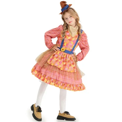 Vestidos de fiesta para niñas, disfraces de Halloween para niños, disfraz de espantapájaros de granja Pastoral, fiesta de cumpleaños para niñas, vestido de Carnaval Purim