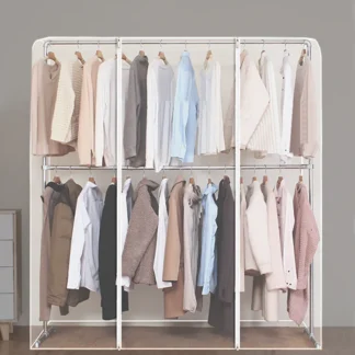 Tendedero de ropa de doble capa elevado, cubierta antipolvo de plástico para dormitorio, diseño Simple, cubierta para coar ...