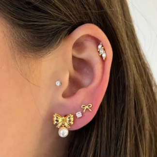 Pendientes minimalistas con lazo chapado en oro de 18K para mujer y niña, hebilla de oreja con lazo de acero inoxidable, joyería al por mayor, 10/15/20mm