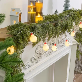Decoración navideña para interiores y exteriores de 9 pies, guirnalda navideña hecha a mano, planta simulada para mueble de TV de Navidad, colgante para vacaciones de invierno