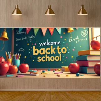 Banner ligero de regreso a la escuela Banner de bienvenida Banner para fotografía de profesores de escuela