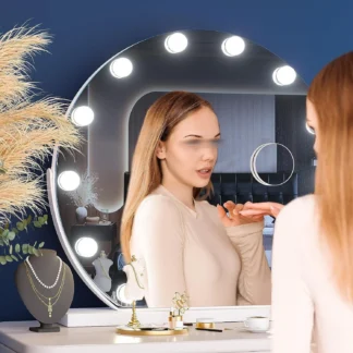 Bombilla de espejo de maquillaje, faro de espejo Led, espejo de perforación libre, luz de relleno, tocador giratorio, toque de recogida, tres colores, blanco