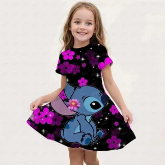 Vestido de princesa para niña, ropa informal de punto con estampado de dibujos animados, moda de verano, 2024