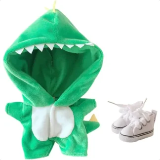Niannyyhouse Traje de dinosaurio 20 cm 7,8 pulgadas Ropa de muñeca de peluche Mono + Zapato Conjunto de 2 piezas Pijamas verdes (Verde)