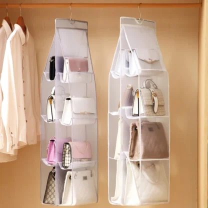 Organizador de bolsa colgante, almacenamiento de bolso multicapa para armario, soporte para bolso de 2/3/4 niveles, capacidad para 4/6/8 bolsas, organizador que ahorra espacio