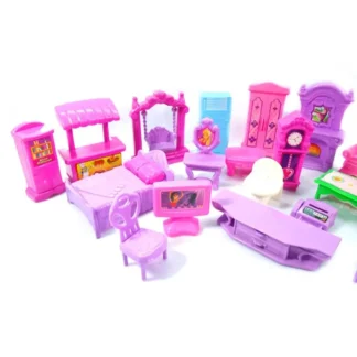 Juego de casa de muñecas de 22 Uds., muebles de plástico, habitaciones en miniatura, juguetes para juego de imitación para bebés y niños