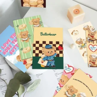 10 tarjetas postales de oso de mantequilla, carteles de corazón de niña de dibujos animados, pegatinas de decoración de pared de fondo de sala interior