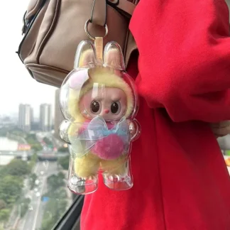 Para Labubu Fall in Wild funda protectora transparente almacenamiento para muñecas de peluche bolsa de exhibición sin muñeca caja organizadora de cables portátil