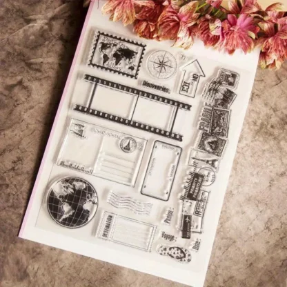 Sellos de viaje para álbum de recortes, fabricación de tarjetas DIY, álbum de fotos, sello transparente de silicona decorativo, 1 ud.