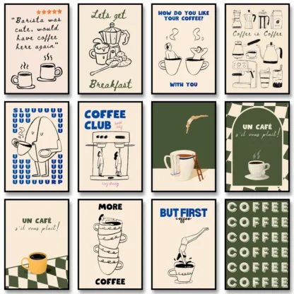 Póster de buzo de café, pintura en lienzo de café, galería de cocina moderna, imagen artística de pared impresa para decoración del hogar, regalo para amantes del café