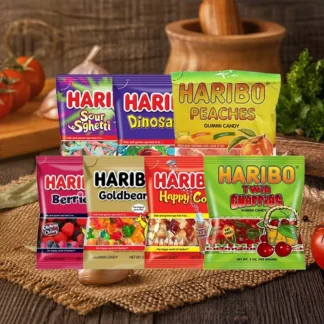 Haribo Gummi Candy bayas/cerezas felices/melocotones/Happy Cola/Ors 5oz(142g)*3 paquetes