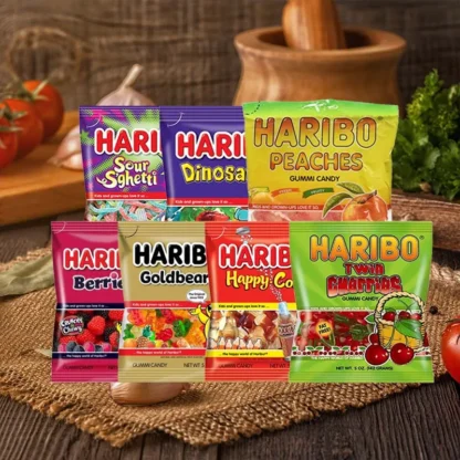 Haribo Gummi Candy bayas/cerezas felices/melocotones/Happy Cola/Ors 5oz(142g)*3 paquetes