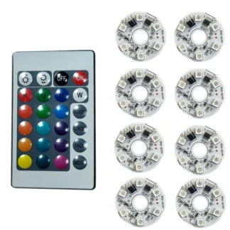 1 Juego de luces LED RGB de 5V, placa de Control de enlace, fuente colorida, control remoto inalámbrico, luz ambiental Interior LED para coche, cuentas LED, Chip COB
