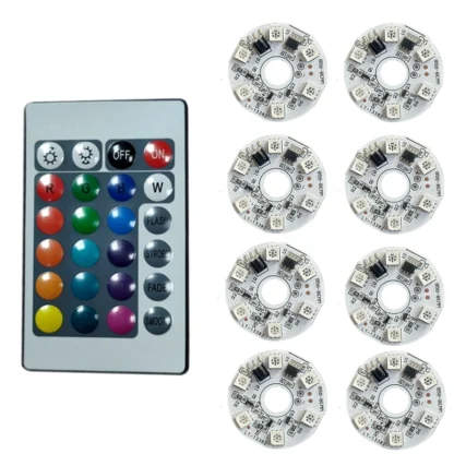 1 Juego de luces LED RGB de 5V, placa de Control de enlace, fuente colorida, control remoto inalámbrico, luz ambiental Interior LED para coche, cuentas LED, Chip COB