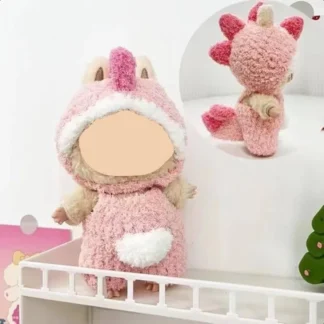 Ropa para muñecas de 17cm, compatible con muñecas Labubu, sin muñeca incluida, accesorios de moda para coleccionistas, dinosaurio rosa