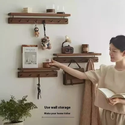 Gancho para abrigos montado en la pared de madera de haya para llaves de entrada y colgador de ropa, búsqueda caliente de Amazon, gancho montado en la pared, decoración de entrada