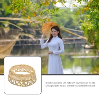 Accesorio para hacer paja de bambú, aro de plástico negro, soporte para manualidades, sombrero trenzado, insertar paja, 6 uds.