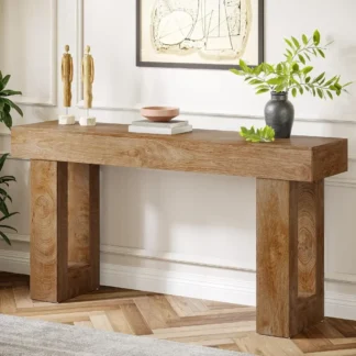 Mesa consola de granja, mesa de sofá estrecha de 63 pulgadas de largo detrás del sofá, mesa rectangular de madera para entrada, sala de estar