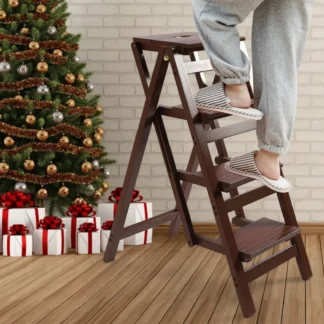 Taburete plegable portátil, escalera antideslizante para taburete, escalera de 4 escalones con carga de 220 libras