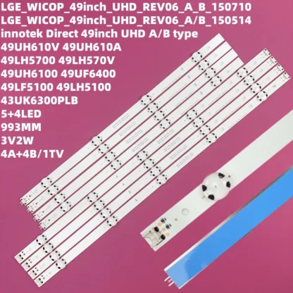 8 Uds tira de LED para TV 49UH603v-ze 49UH619V 49UH610A 49UH6100 49lf5100 49UH6030 49UF640V 49UF6407 49UH6507 49uf6409 49LF510V