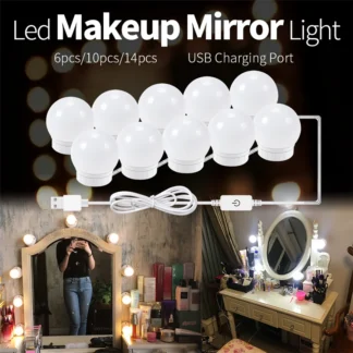 PAMNNY 3 modos de atenuación táctil espejo de maquillaje luz LED tocador lámpara de mesa USB relleno en la luz espejo de maquillaje lámparas de pared