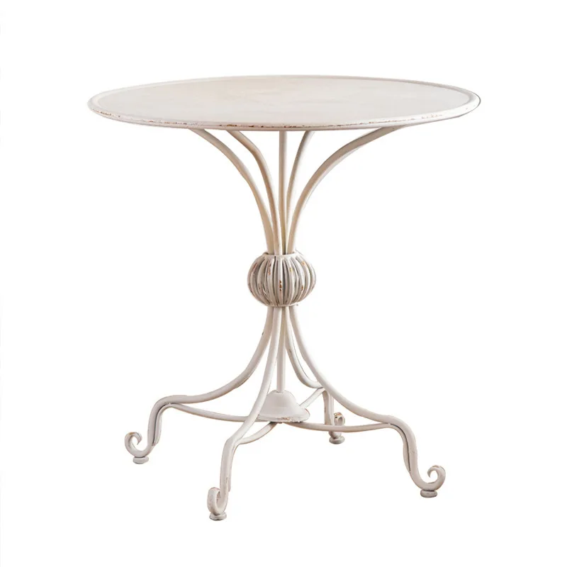 Combinación informal de mesa y silla, estilo americano blanco, estilo antiguo de diseñador, mesa redonda de té con leche para restaurante