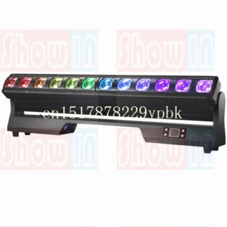 Escáner de haz estroboscópico de luz con cabezal móvil con Zoom de barra de 12x40W con tira de píxeles RDM para DJ Fiesta Disco club nocturno espectáculo evento efecto de escenario