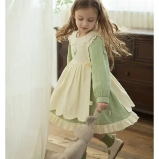 Eid-Vestido de princesa Lolita de encaje de terciopelo para niña, Vestido Vintage elegante con lazo, tutú, ropa de Navidad para bebé