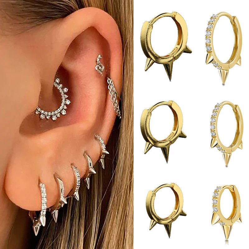 Pendientes Piercing para el tabique, aretes de circonita, hélice, lóbulo, cartílago de la oreja, Color dorado, accesorios para Tragus Rook, regalo de joyería para mujer, 1 unidad