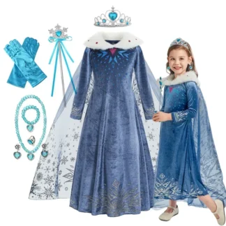 Vestido de princesa Elsa de Frozen, disfraz de Cosplay para niña, fiesta de cumpleaños, Carnaval, Reina de la nieve, ropa de invierno de manga larga, traje para niño, Disfraz