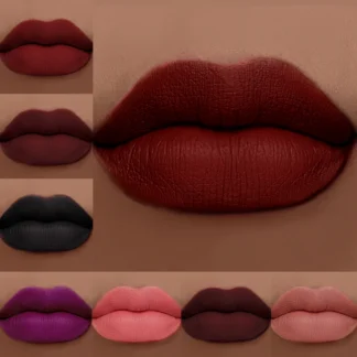 QIBEST Lápiz labial líquido mate, maquillaje de labios, brillo de labios desnudo, brillo de labios resistente al agua, rojo oscuro, negro, lápiz labial de larga duración, tinte de labios