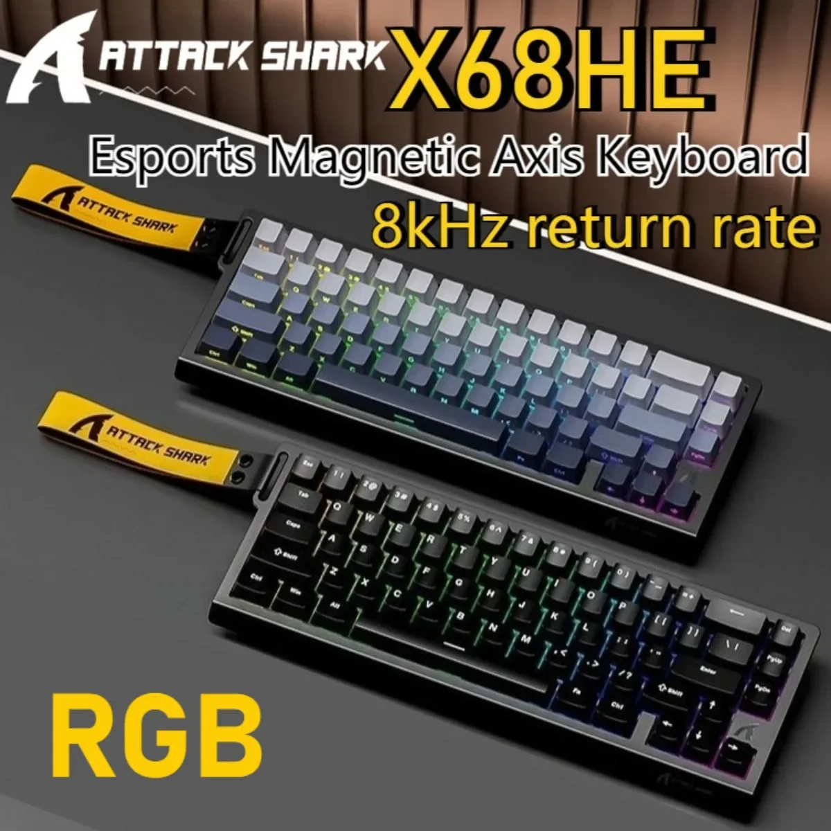 ATTACK SHARK X68HE teclado RGB con cable interruptor magnético 8K bajo retardo 0,01mm RT precisión 128K velocidad de escaneo teclado para juegos Esports