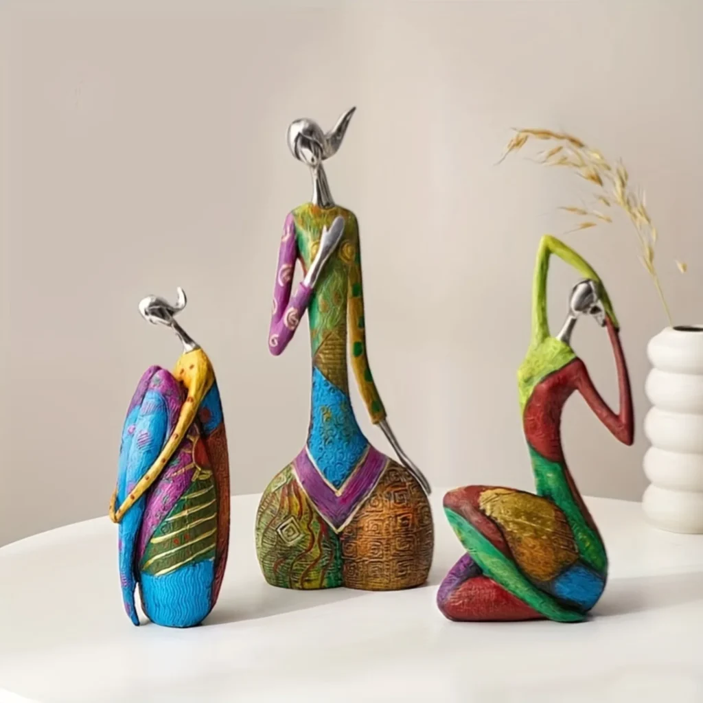Decoración creativa de lujo para exhibición de sala de estar, figuritas de resina coleccionables hechas a mano, escultura humana estilo pintura al óleo artística